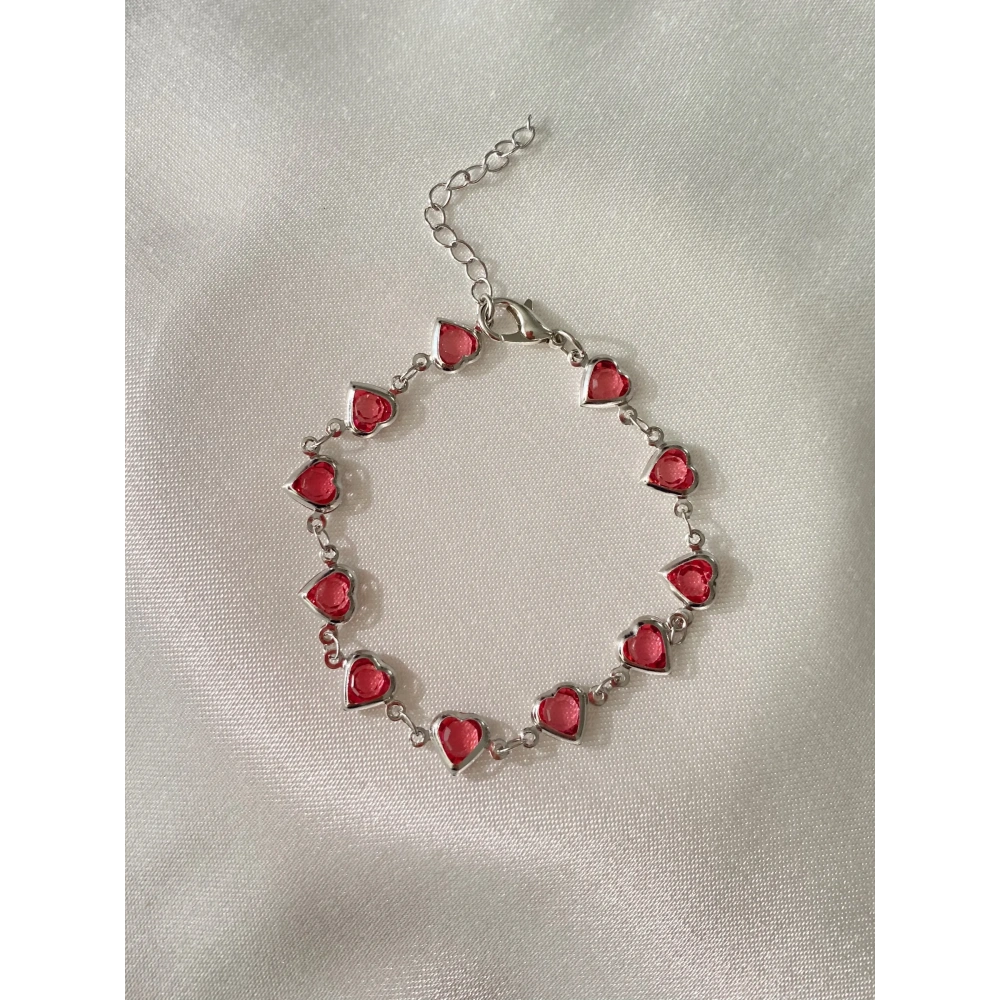 Silver Pembe Mini Kalp Bileklik