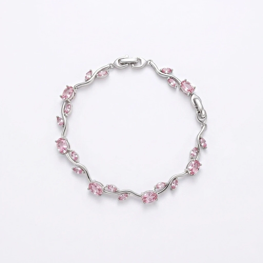 Silver Pembe Tulip Bileklik