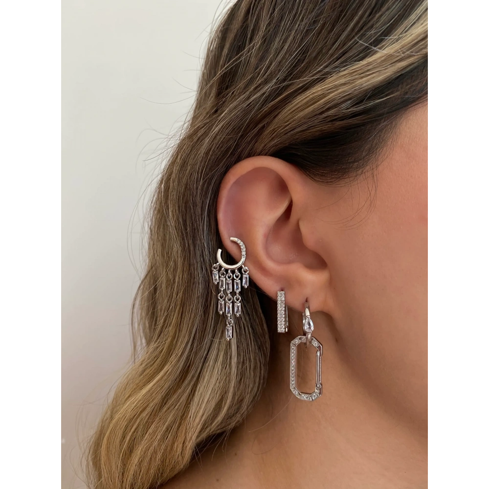 Silver Sallantılı 3 Lü Küpe Seti