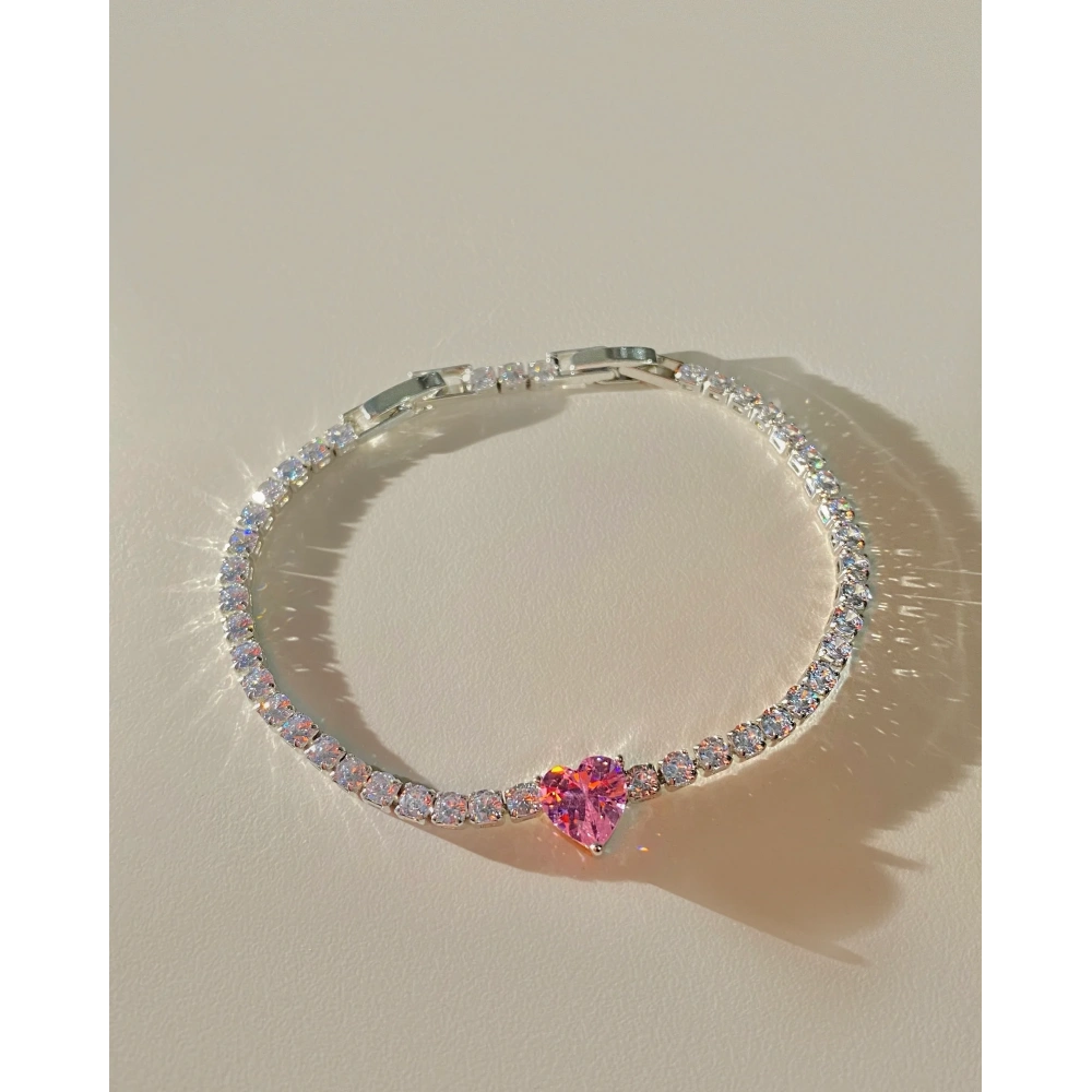 Silver Swarovski Kalp Bileklik