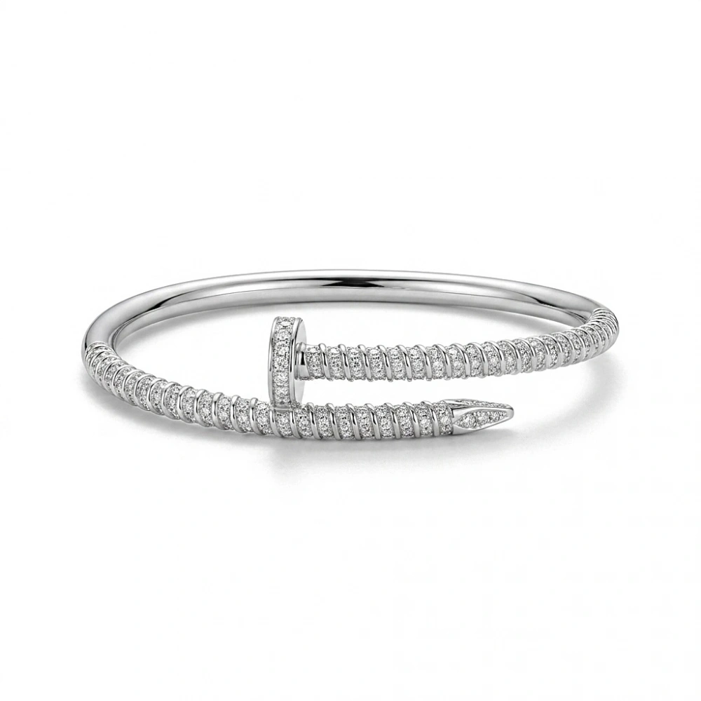 Silver Taşlı Çivi Bileklik