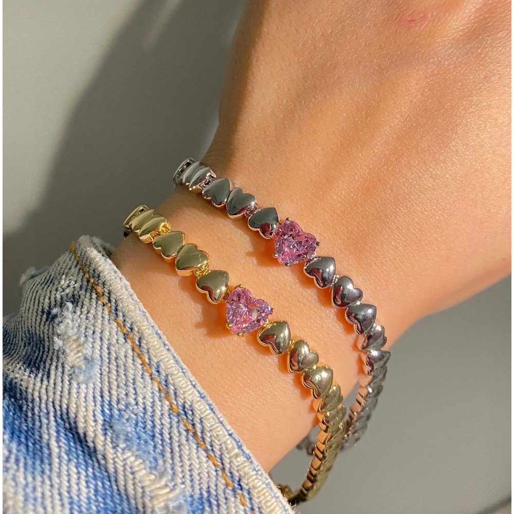 Swarovski Kalp Detaylı Minimal Bileklik