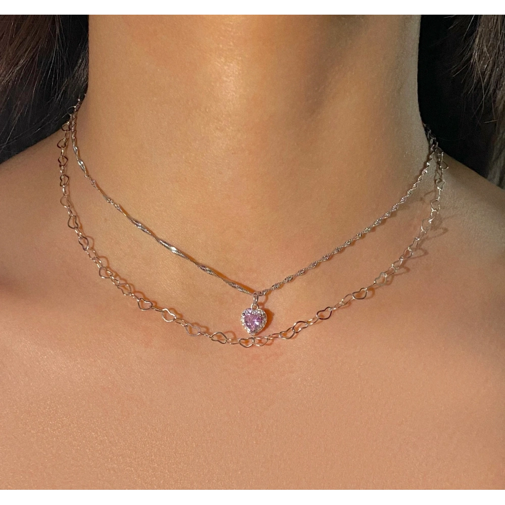 Swarovski Taşlı Mini Kalpli Choker