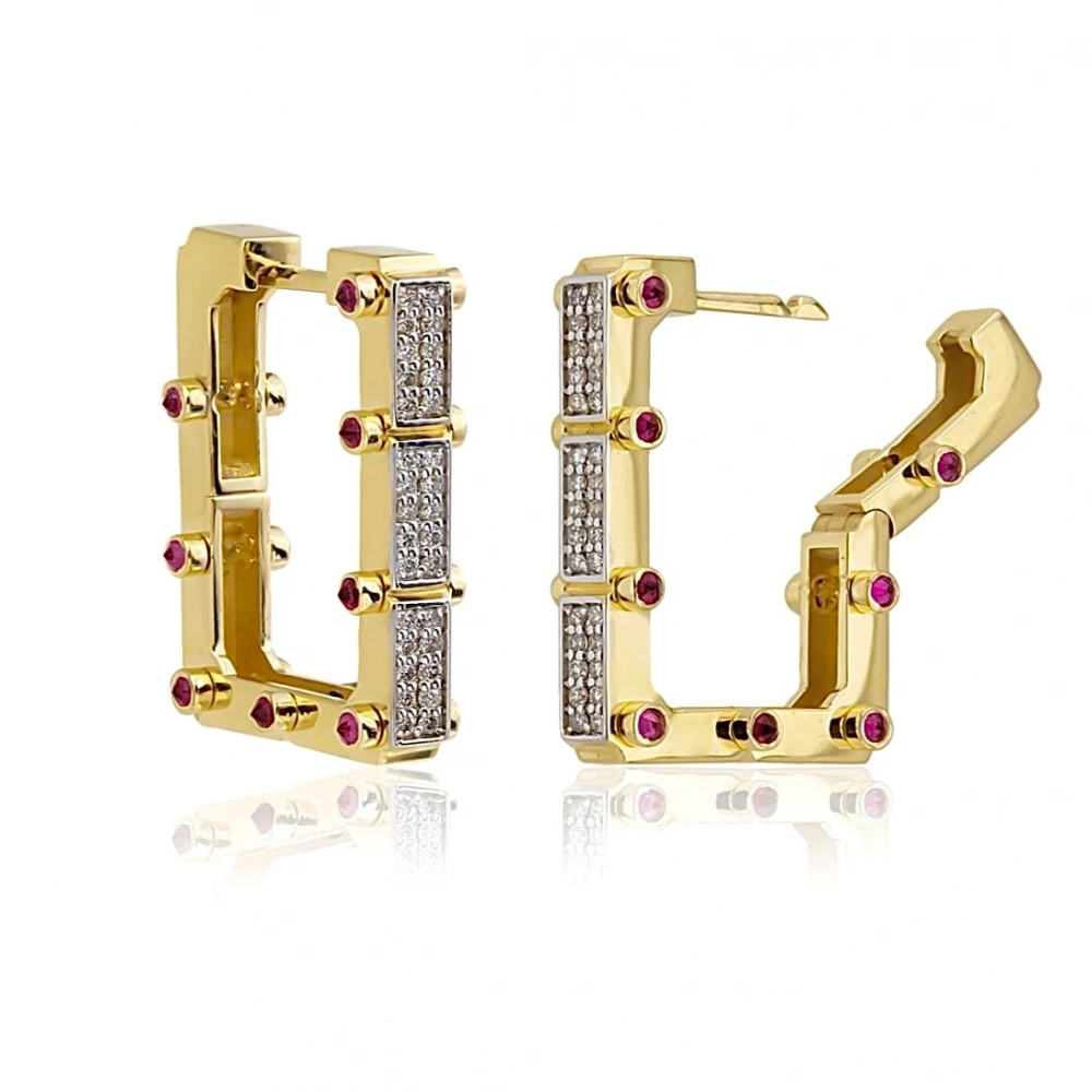 Taşlı Dikdörtgen Küpe