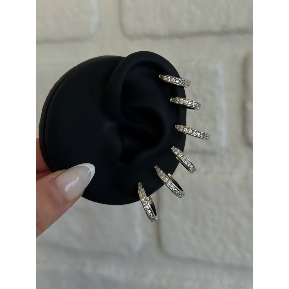 Taşlı Halka Küpe Seti