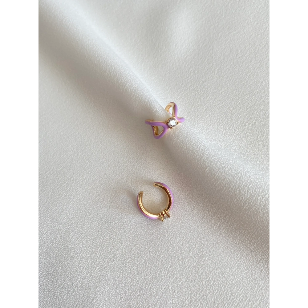 Taşlı Pembe Earcuff