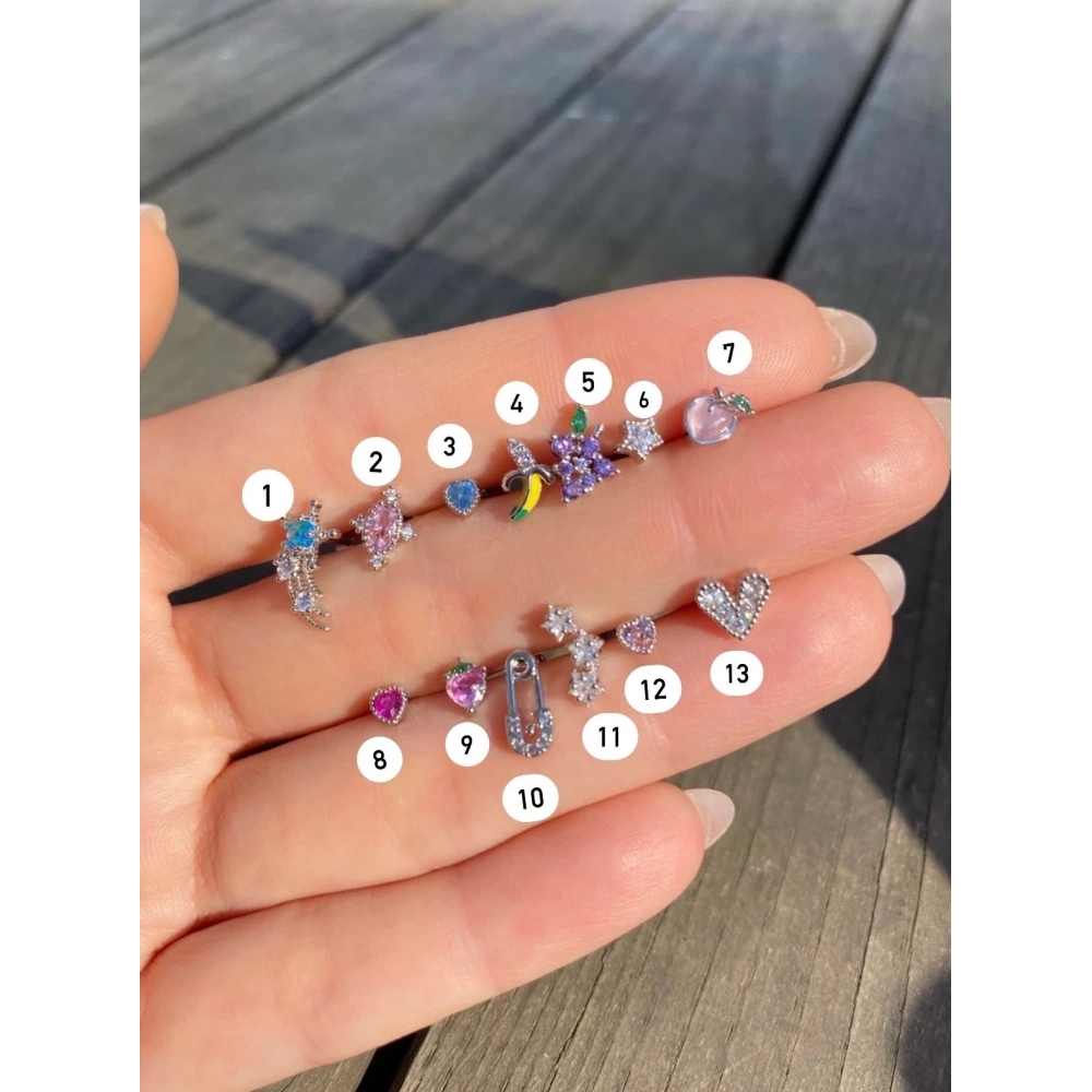 Taşlı Silver Piercing & Tragus & Helix