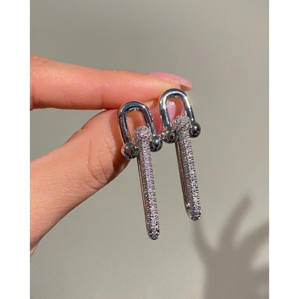 Taşlı Silver Tiffany Küpe