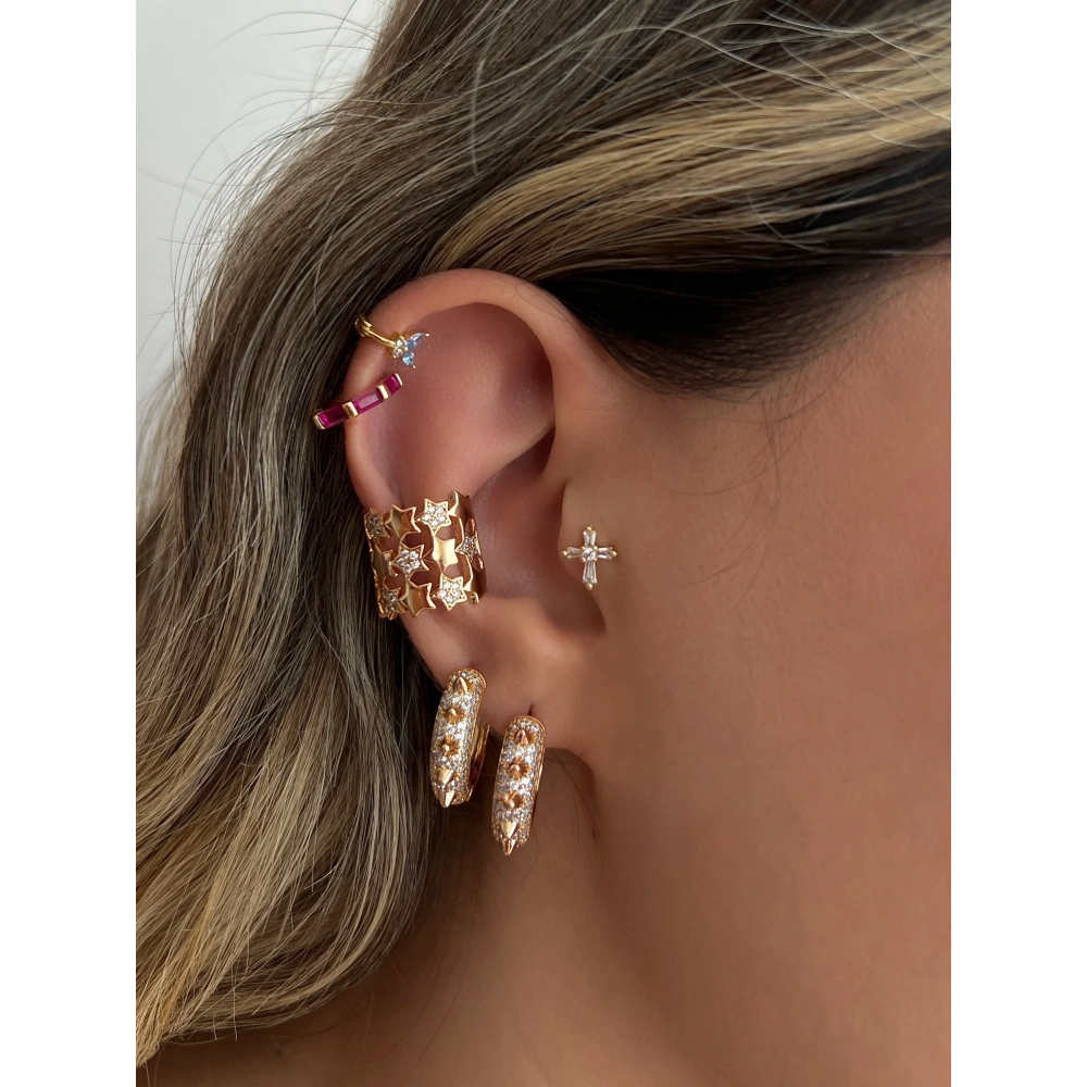 Trok Detaylı Halka Küpe