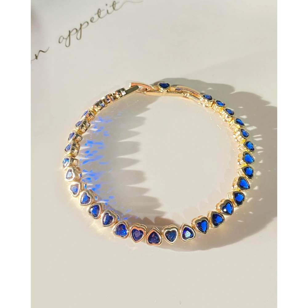 Vip Gold Lacivert Çift Yön Kalpli Bileklik