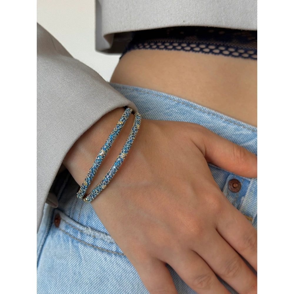 Vip Mavi Taşlı Kelepçe Bileklik