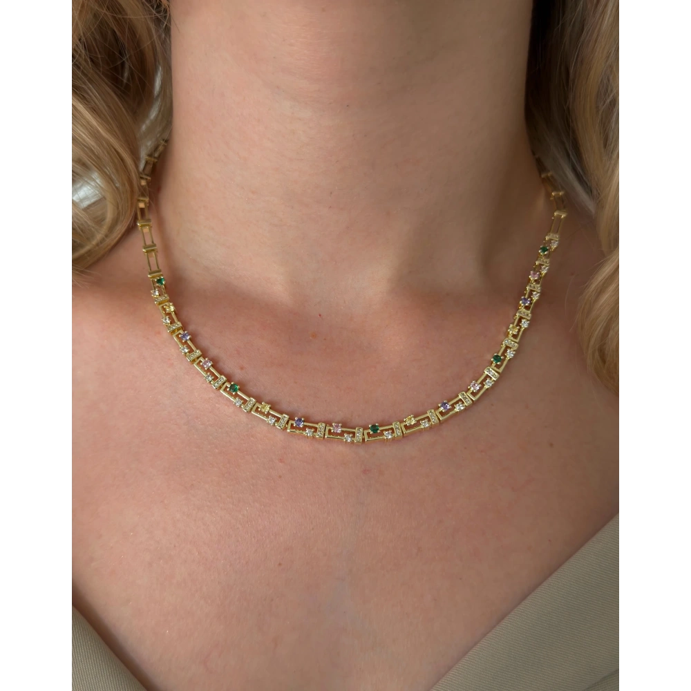 Vip Mini Renkli Taşlı Kolye