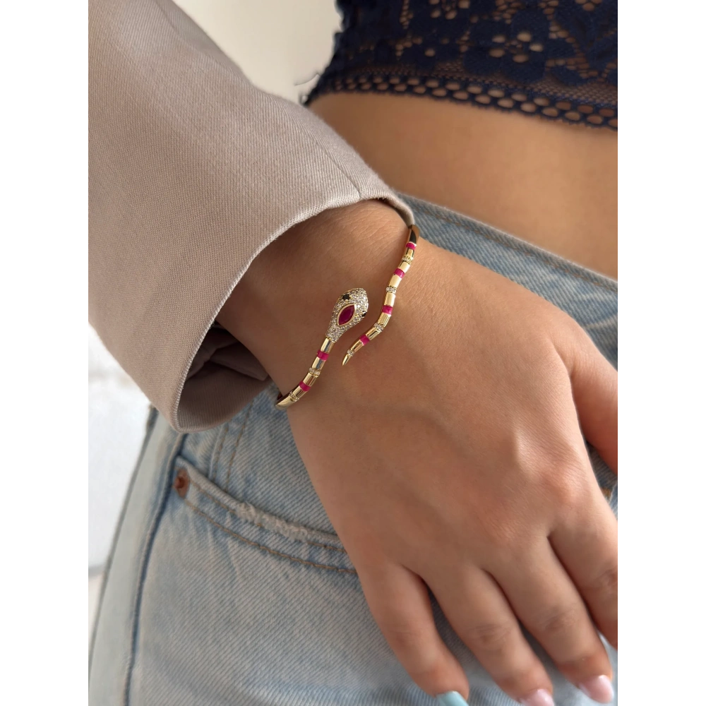 Vip Pembe Yılan Kelepçe Bileklik