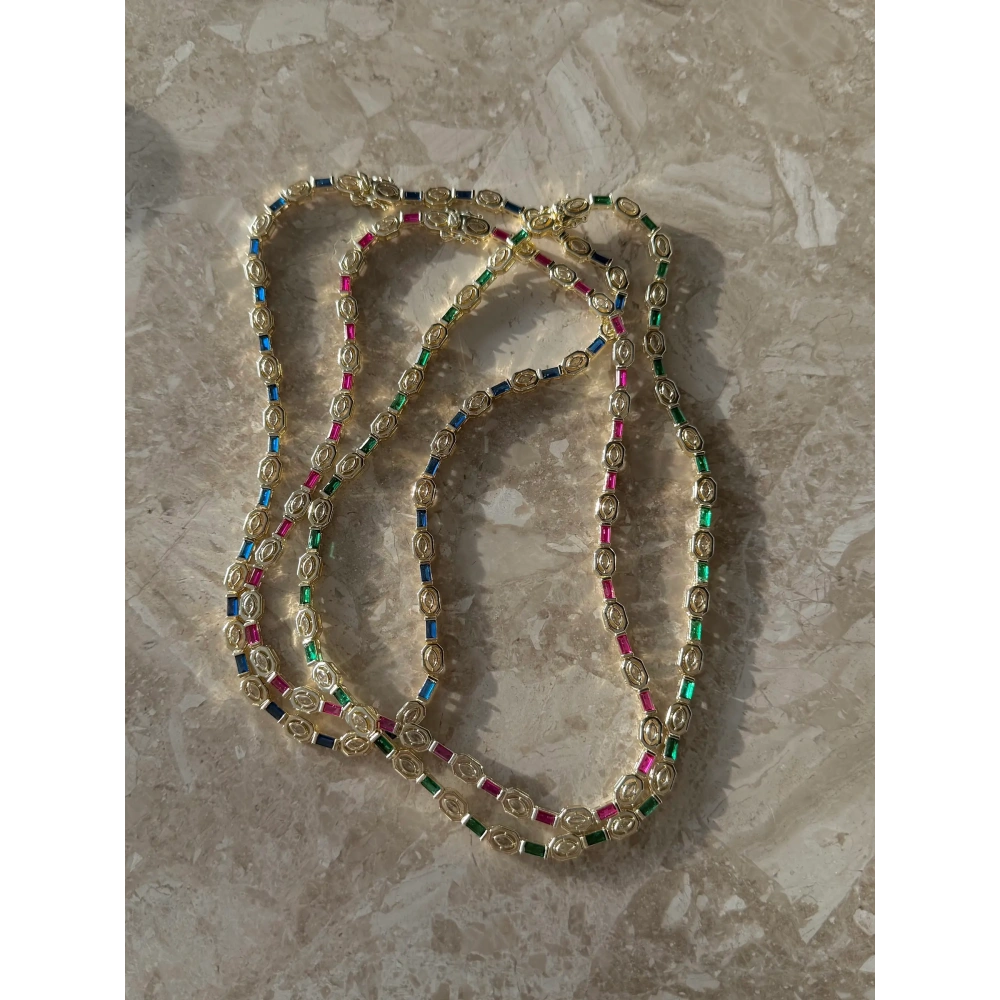 Vip Renkli Baget Taşlı Kolye