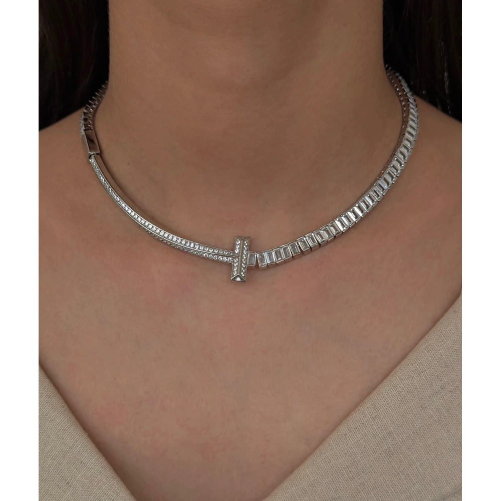 Vip Silver Baget Taşlı Kolye