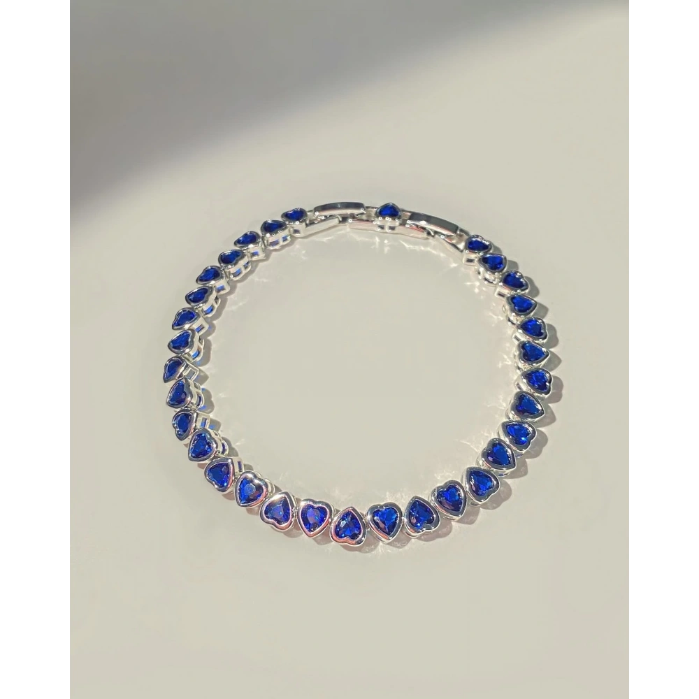 Vip Silver Lacivert Çift Yön Kalpli Bileklik