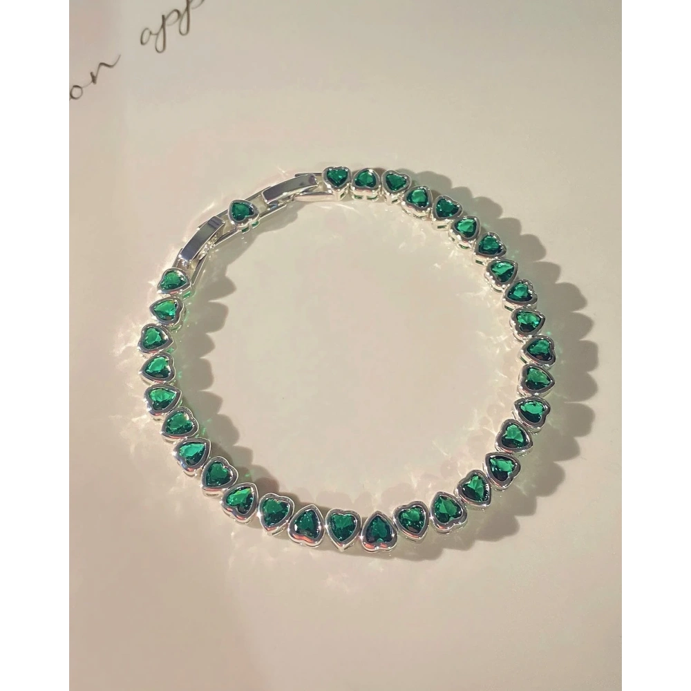Vip Silver Yeşil Çift Yön Kalpli Bileklik