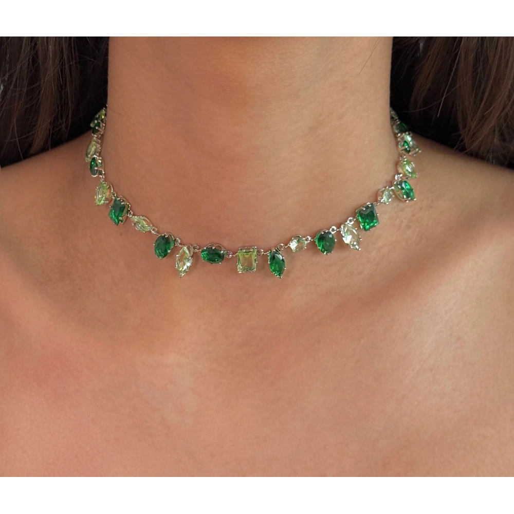 Vip Yeşil Krital Taşlı Choker