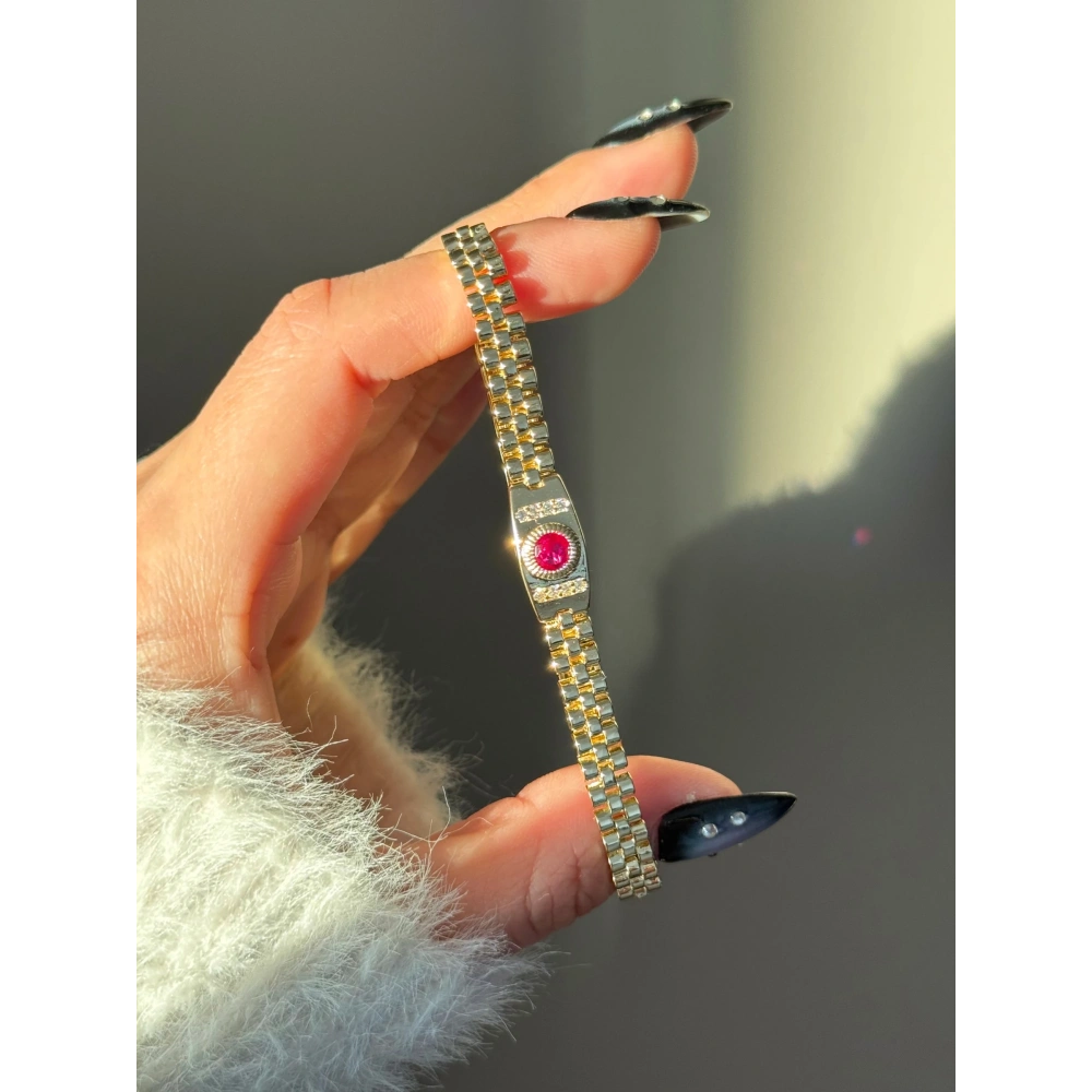 Xuping Bordo Taşlı Vintage Bileklik