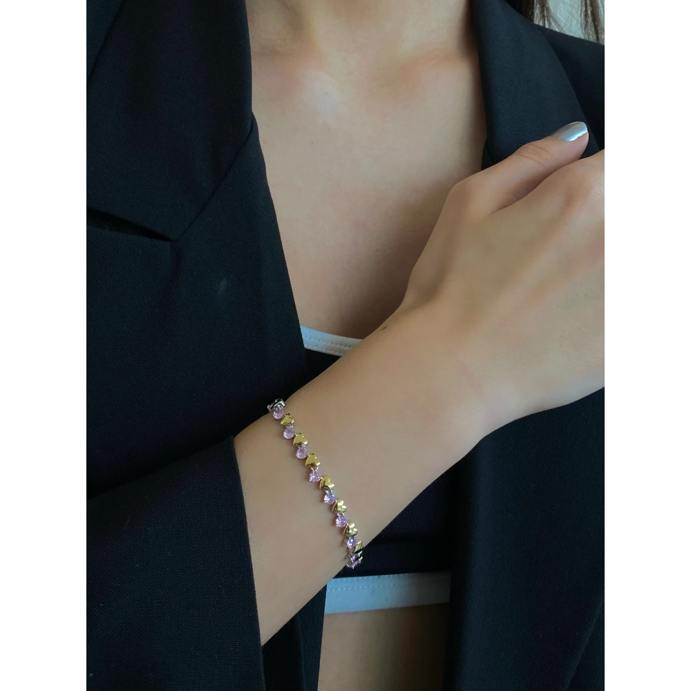 Xuping Pembe Kalp Detay Bileklik