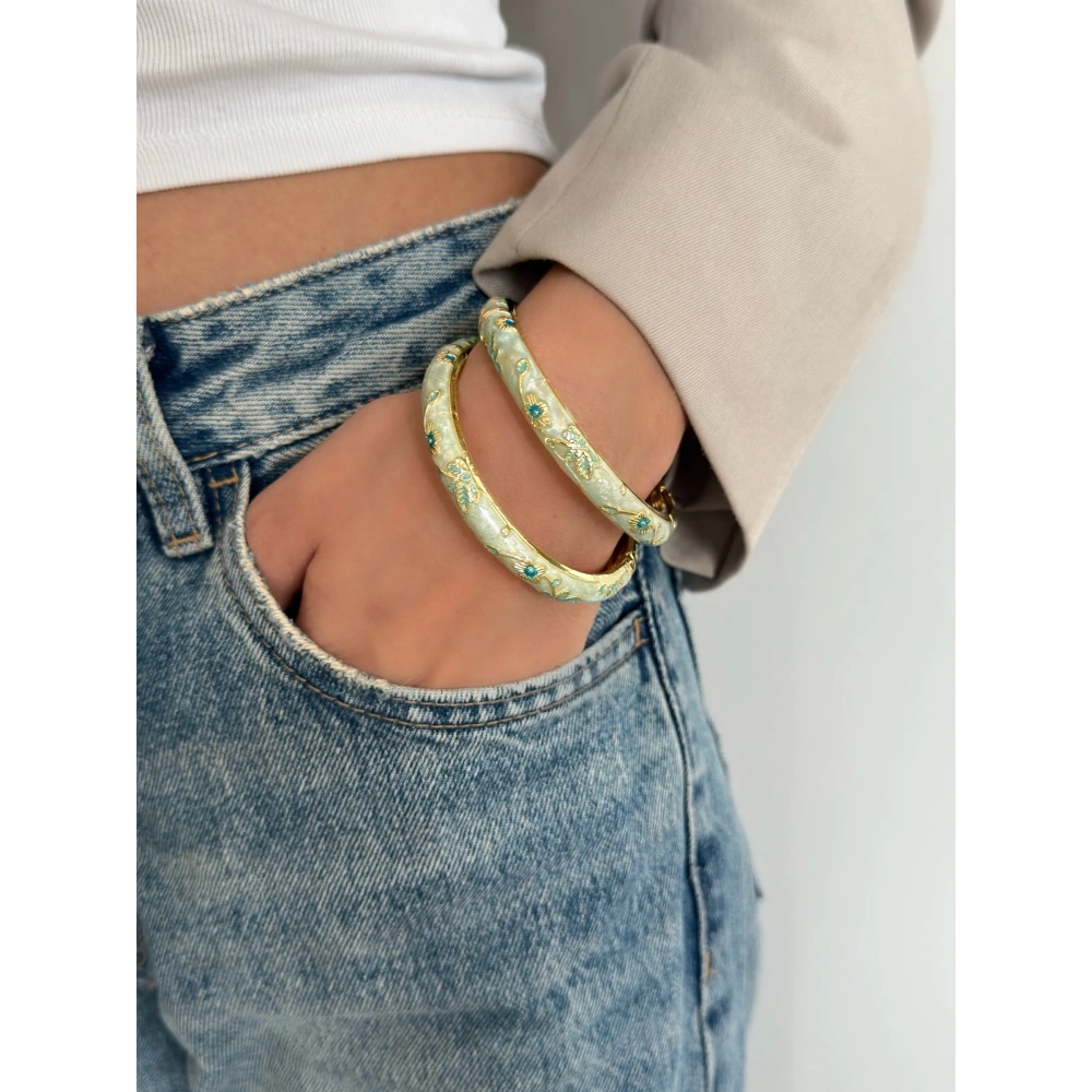 Yeşil Mineli Kelepçe Bileklik