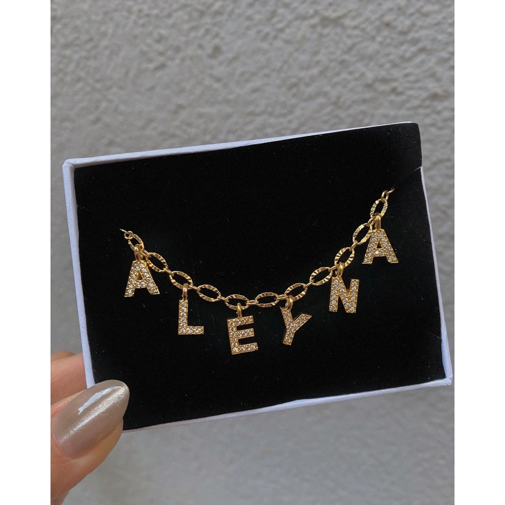 Zirkon Taşlı İsim Kolye