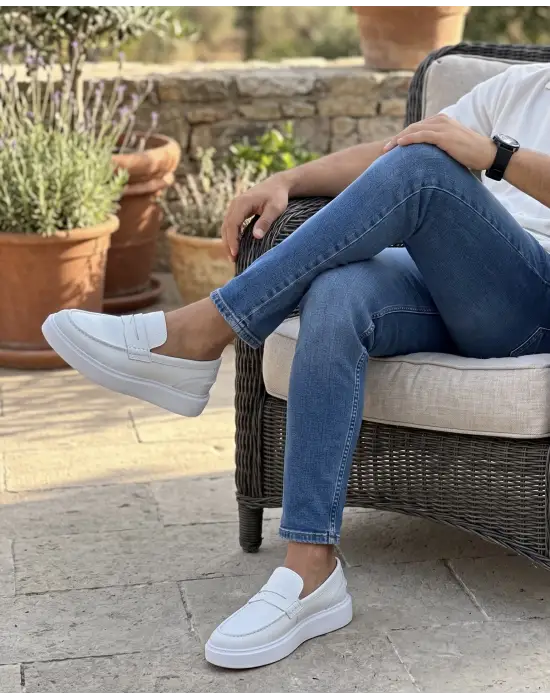 2277 Beyaz İç Dış Hakiki Deri Eva Taban