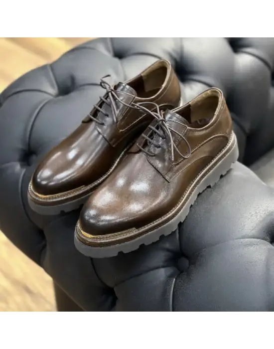 Kahve Hakiki Deri Erkek Ayakkabı – Eva Taban