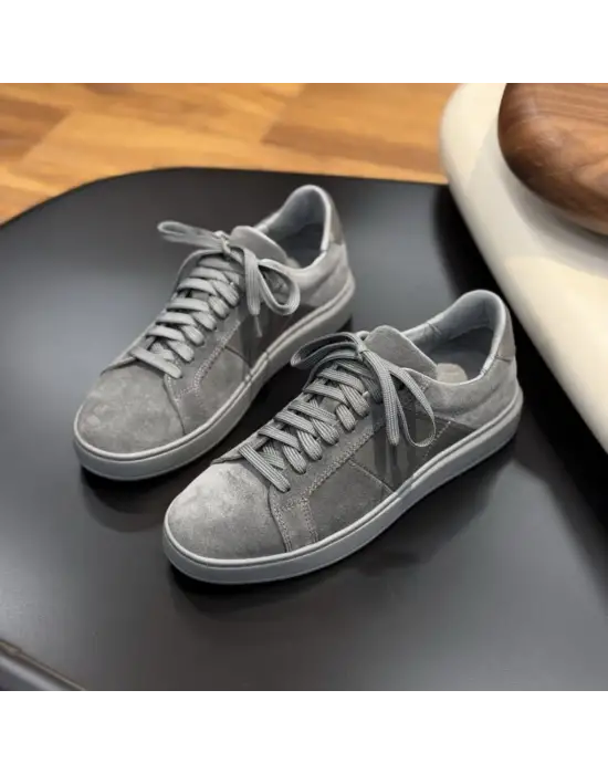 Erkek Gri Süet Hakiki Deri Sneaker