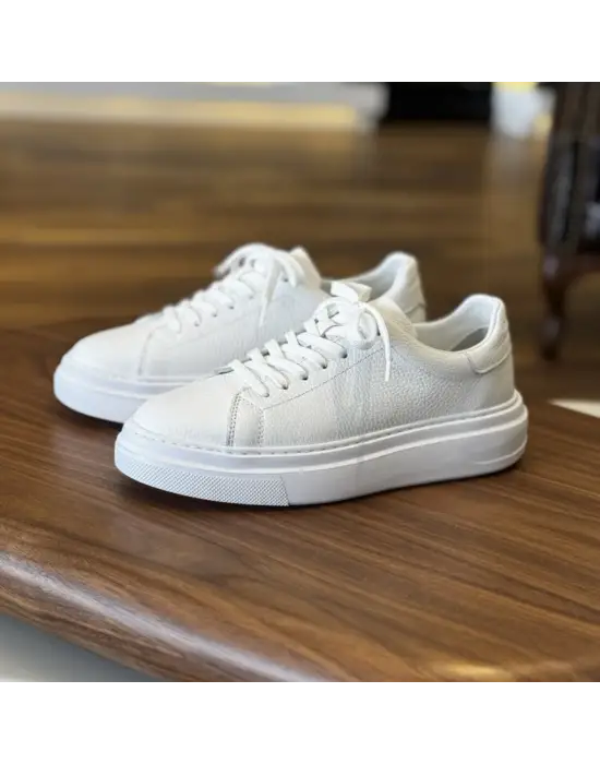 Beyaz Hakiki Deri Eva Taban Comfort Sneaker