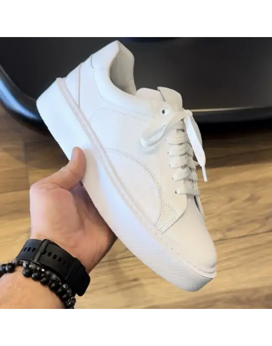 Beyaz Hakiki Deri Eva Taban Sneaker