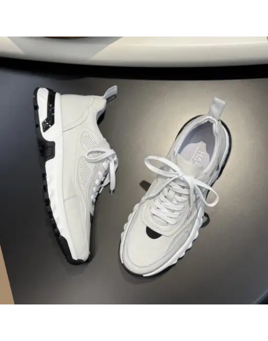 Beyaz Hakiki Deri İthal Taban Erkek Spor Ayakkabı