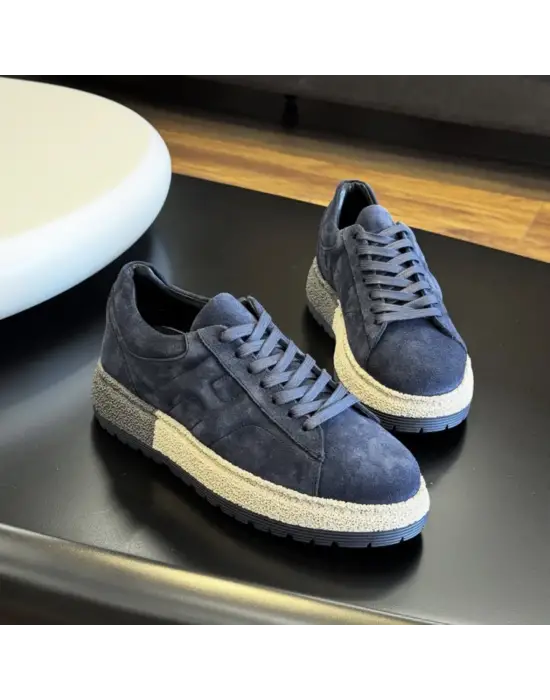 Lacivert Süet Deri Erkek Spor Ayakkabı –