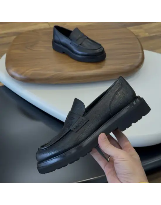 Siyah Hakiki Deri Loafer – EVA Taban Erkek Ayakkabı