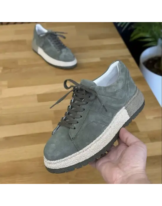 Hakiki Deri Yeşil Süet Sneaker – Comfort Taban