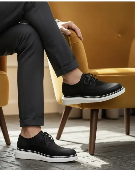 Siyah nubuk deri erkek ayakkabı