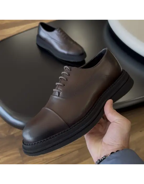 Erkek Kahverengi Deri Comfort Taban Klasik Ayakkabı