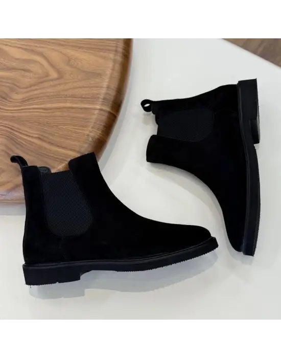Erkek Siyah Süet Chelsea Bot – Modern Şık Model