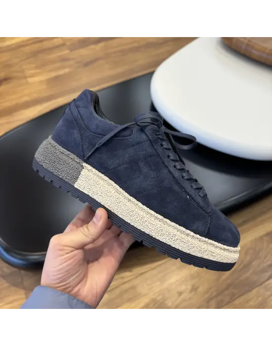 Lacivert Süet Deri Erkek Spor Ayakkabı –