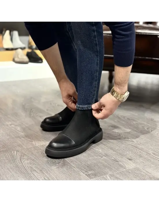 Siyah Deri & Nubuk Chelsea Erkek Bot – EVA Taban