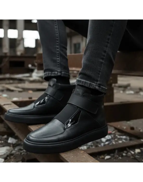 Siyah Hakiki Deri Eva Taban Bot