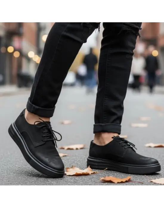 Siyah Nubuk Hakiki Deri EVA Taban Erkek Ayakkabı