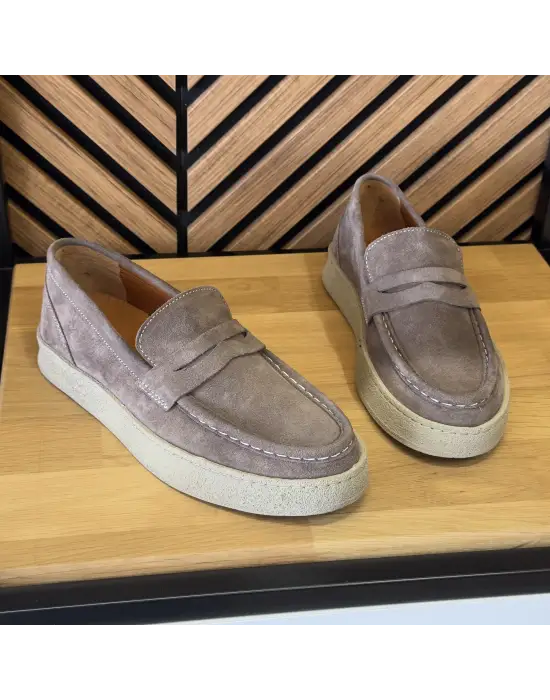 Vizon Hakiki Süet Deri Erkek Loafer Ayakkabı