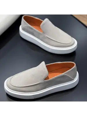 Gri Nubuk Deri Erkek Ayakkabı – EVA Taban