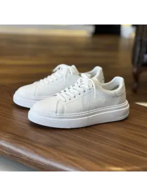 Beyaz Hakiki Deri Eva Taban Comfort Sneaker