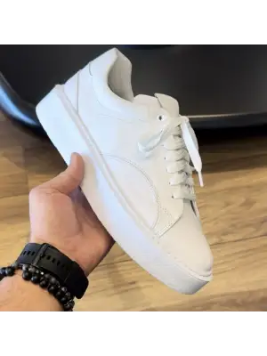 Beyaz Hakiki Deri Eva Taban Sneaker