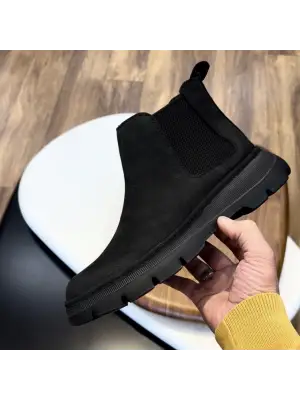 Siyah Nubuk Hakiki Deri EVA Taban Chelsea Bot