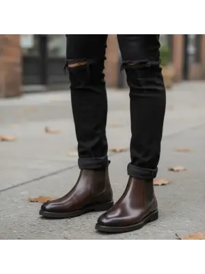 Erkek Kahverengi Deri Chelsea Bot – Şık Premium Model