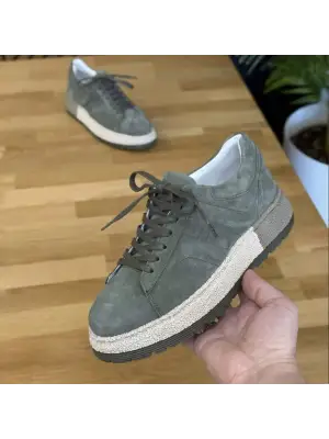 Hakiki Deri Yeşil Süet Sneaker – Comfort Taban