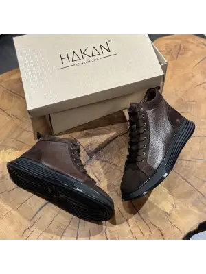 Kahve Hakiki Deri Süet Detaylı İthalTaban Bot